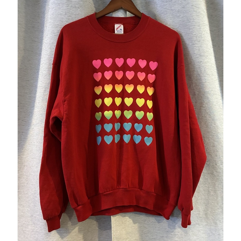 Vintage Candy Hearts Sweatshirt Crewneck Sz XL Made In USA Valentines 90s